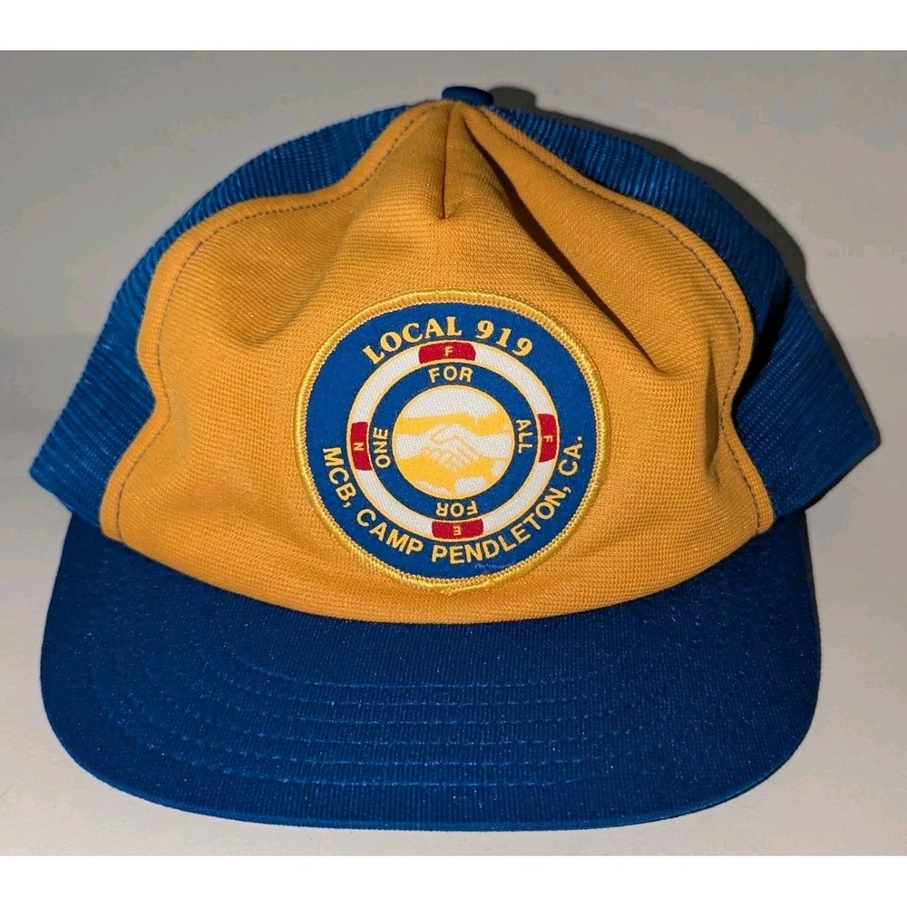 LOCAL 919 MCB CAMP PENDLETON CA SNAPBACK HAT CAP VINTAGE NAMARK RARE BLUE YELLOW